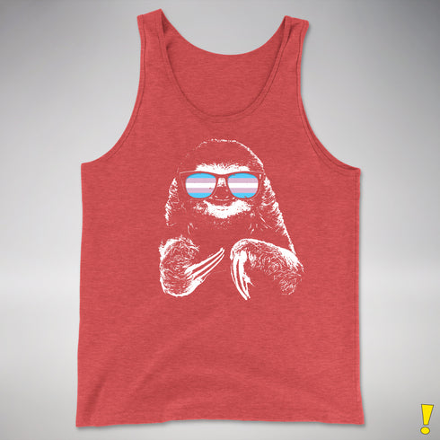 Pride Sloth Transgender Flag Sunglasses Premium Tank Top - Red Triblend
